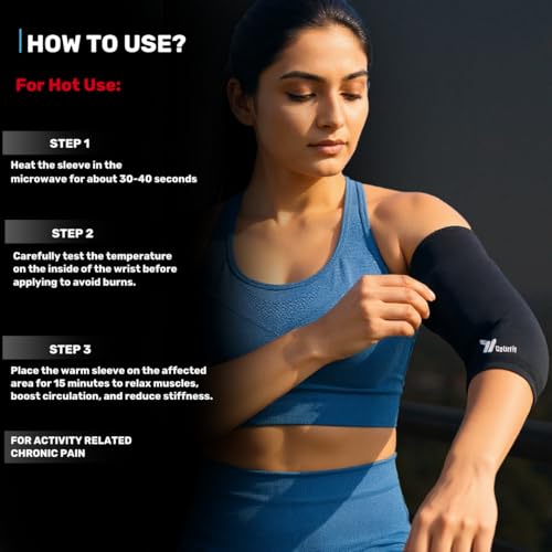Image of UpUrFit Hot & Cold Compression Sleeve (M /L) | Reusable Ice-pack Wrap for Knees and Thighs | Pain Relief | Sports Recovery | Freezer or Microwave Friendly | 360 Wearable Ice pack for Pain Relief |