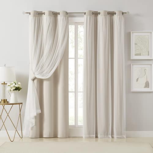 Photo 1 of **NO BOX**
Beige 90% Blackout Curtains with Sheer Overlay Mix and Match Double Layer Thermal Insulated Window Panels 95 inch for Living Room Bedroom Beige Drapes with Tiebacks Grommet Top 37" Wx95 Lx2