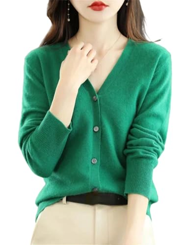Cardigan col V pour femme court et slim gilet boutonné uni style affaires chic