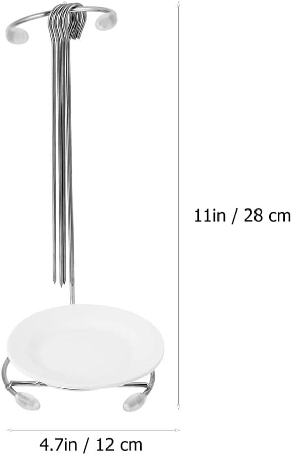 Hemoton 4Sets Stainless Steel Kebab Hangers Bbq Racks with Drip Plates for Outdoor Grilling for Kabobs and Skewers for Friends and Family Gatherings