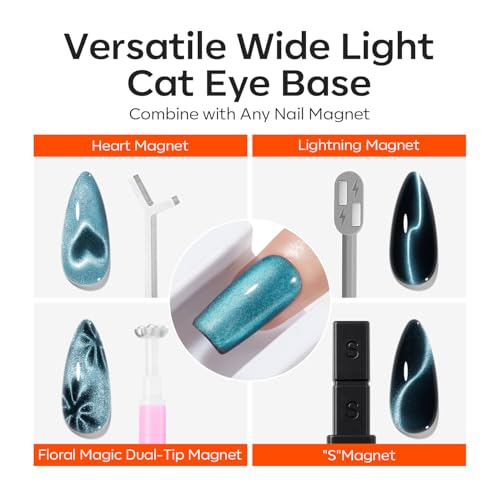 Image of modelones Cat Eye Magnet for Nail Polish Gel Polish, 5D Aura French Glass Bead Multi Cateye Effect Beginner Friendly Strong Magnetic Tool Home DIY Nail Art Design Manicure Gift for Women
