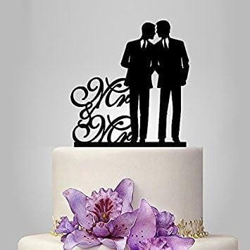 Gay Wedding Cake Topper, Mr & Mr Cake Topper, Same Sex Wedding Cake Toppers Black Color Acrylic Gay Couple Wedding Party Decorations