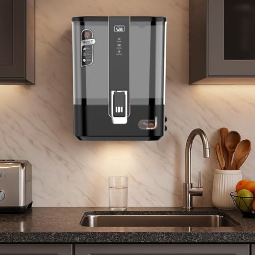 Image of Aqua V5 Zinc Copper Alkaline RO Water Purifier | 10 Liter Storage | RO + UV + UF + Zinc + Copper + Alkaline + TDS Control | 3000 TDS | Best For Home and Office (Mirror Black) (Black)