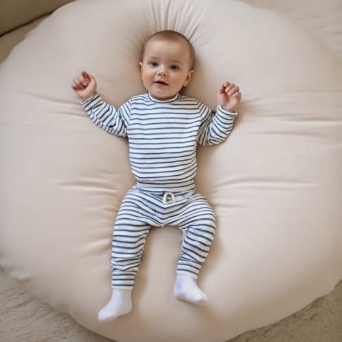 VISGOGO Baby Boy Clothes Toddler Fall Winter Outfit Sweater Toddler Boy Striped Clothes 6 12 18 Months 2 3T 4T Pant Set 7