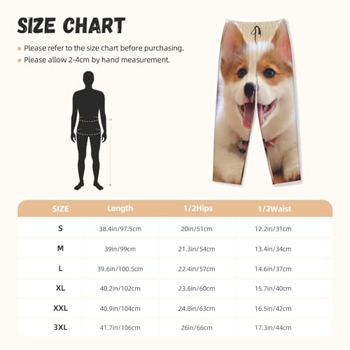 Pantalon de pyjama en polyester doux avec imprimé corgi et poches
