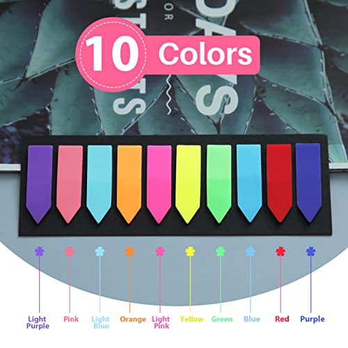Image of moinkerin Pack of 1200 Adhesive Strips, Adhesive Markers, Film, Text Strips, Sticky Notes, Adhesive Markers, Small Flags, Sticky Notes, Tabs, Writeable Labels for Page Marking (10 Colours)