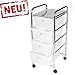 Produktbild Rollbares Badregal Küchenregal Badtrolley Rollwagen Schubladenwagen Rollcontainer aus Metall Chrom - mit 4 Schubkästen Schubladen aus Kunststoff