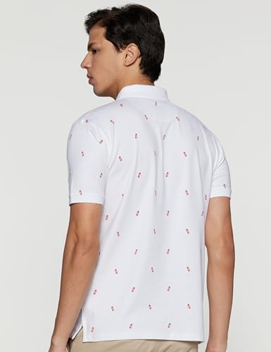 Image of Peter England Men's Cotton Regular Fit Half Sleeve Printed Polo T-Shirt | Stretchable Lycra Comfort | Premium Single Jersey Fabric