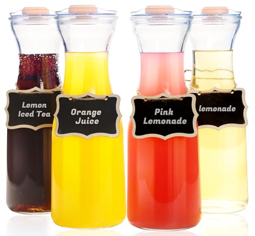 Set of 4 Glass Carafes with Flip Top Lids (1