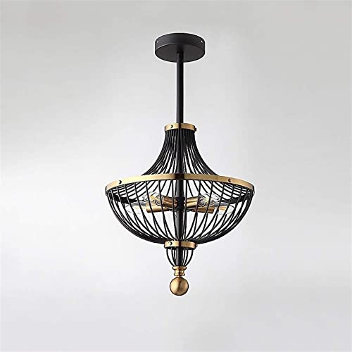 Lustre cage en métal noir suspendu pour créer une ambiance moderne de restaurant ou club