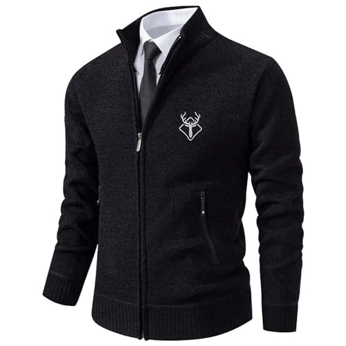 Cambkatl Men's Vintage Full Zip Stand Collar Cardigan Sweaters - Long Sleeve Fall Winter Knitted Slim Fit Casual Outerwear4