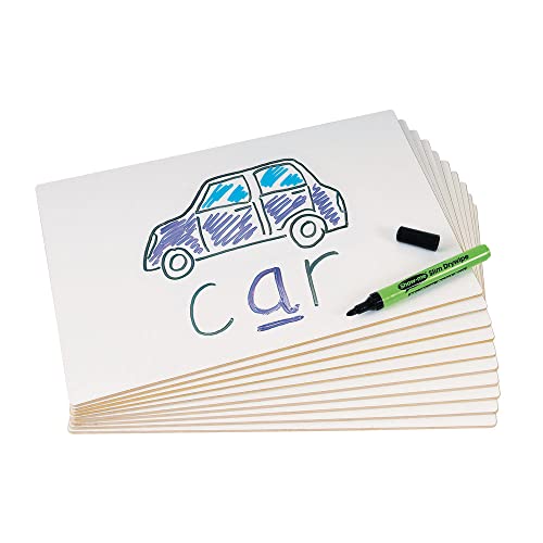 Show-me Rigid A4 Plain Double-Sided Whiteboards Whiteboard for Drywipe and White Board Pens Ideal for Teachers Classrooms and Schools Mini Whiteboards Pack of 10
