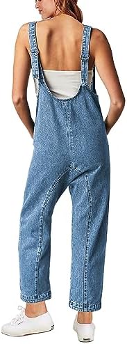 GREAIDEA High Roller Denim Jumpsuits for Women Casual Sleeveless Loose Baggy Overalls Jeans Pants Jumpers with Pockets