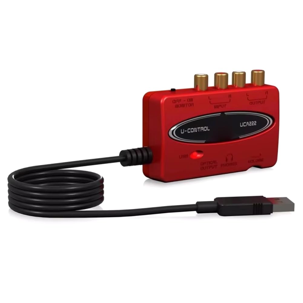 Interfaz de Audio USB U-Control UCA222 de Latencia Ultrabaja, 2 Entradas y 2 Salidas, con Salida Digital para Grabación en PC