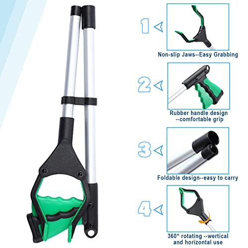 ctosree 8 pack 3234 trash grabber reacher tool for elderly foldable litter picker upper lightweight trash pick up stick long handy mobility aids for home garden arm extensionmulticolor