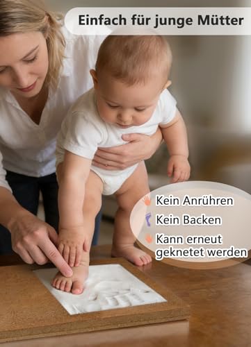 PewinGo Baby Handabdruck und Fußabdruck Set, Gipsabdruck Baby Hand und Fuß mit Echtholz Bilderrahmen- Perfekte Geschenkidee für Kleinkinder… – Ansicht 4
