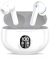 Fones de Ouvido Bluetooth 5.3 Sem Fio – Som Potente com Graves Intensos, Microfone Integrado, Resistência IPX5 à Água e Poeira, Ideais para Corrida, Ciclismo e Treinos (Branco)