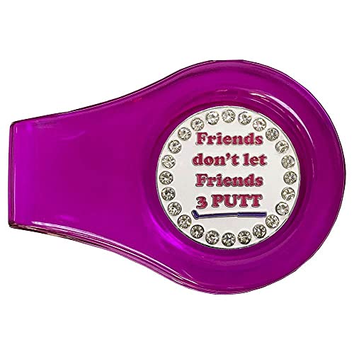 Giggle Golf Colored Ball Marker Clip with A Bling Golf Ball Marker | Great Golf Gift for Women Golfers (Friends Don't Let Friends 3 Putt)