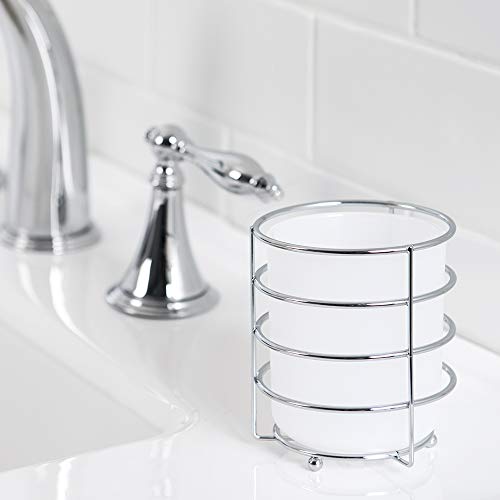 Allure Home Creation 5-Piece Metal Wire and Plastic Countertop Bathroom Accessories Set-Lotion or Soap Dispenser/Pump,Toothbrush Holder,Tumbler, Soap Dish and Trash Can-White