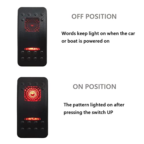 Image of Car Boat Momentary Rocker Switch Dual RED 5P (ON)-Off Switch with Wires for Marine Yacht Vehicle Truck SUV ATV UTV, 12V 20A /24V 10A