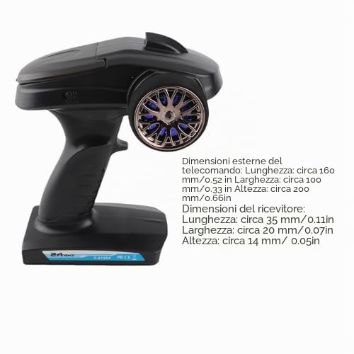 Trasmettitore e Ricevitore RC 2.4G a 3 Canali, Radiocomando Professionale per Barca e Auto RC