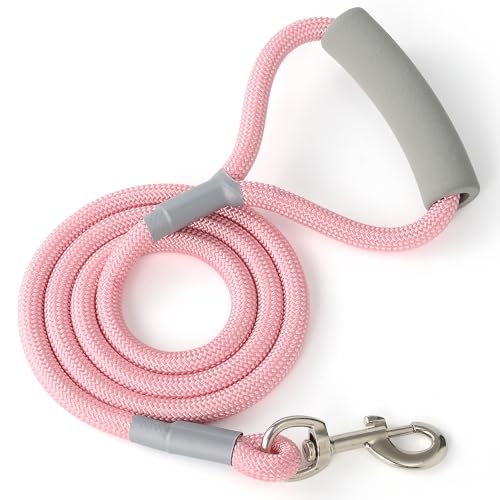 Mile High Life Dog Leash, 4FT x 1/2IN Pink, with Padded Handle