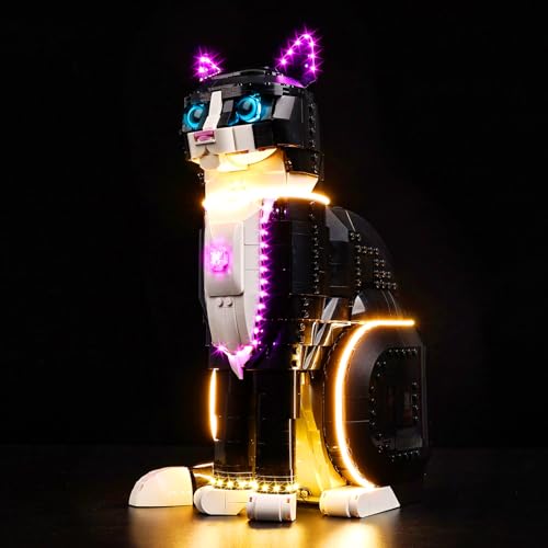 BrickSoul Led Light Kit for Lego Tuxedo Cat, Compatible with Tuxedo Cat Lego 21349 Building Set Lego Light Kit, Light Up Legos Black Cat - NO Lego Blocks Set