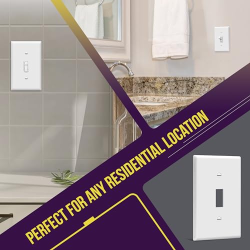 Image of ENERLITES Light Switch Cover Plate, Toggle Wall Plate Cover, Size 1-Gang 4.50 inch x 2.76 inch, Unbreakable Polycarbonate Thermoplastic, 8811-W-5PCS, White (5 Pack)