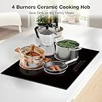 ThermoMate 30 Inch Electric Cooktop 4 Burners, ETL Certified Built-in Radiant Electric Stove Top, 30" Ceramic Cooktop 6000W with Touch Control, 9 Heating Level, Chlid Lock & Timer, 220-240V Hard Wire - Image 3