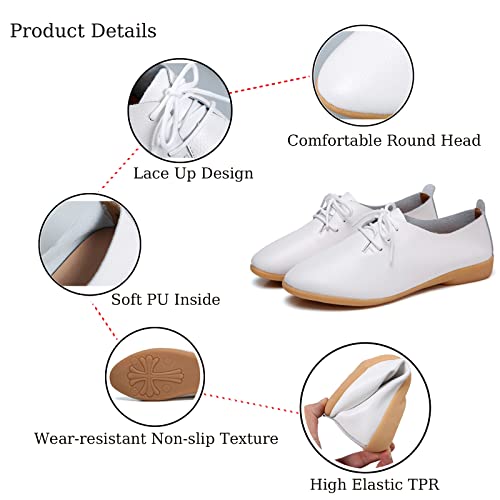 Women's Leather Lace Up Flats Pointed Loafers,Fashion Soft Bottom Low Lightweight Comfort Slip-On Business Formal Work Dress Walking Oxfords Sneakers2