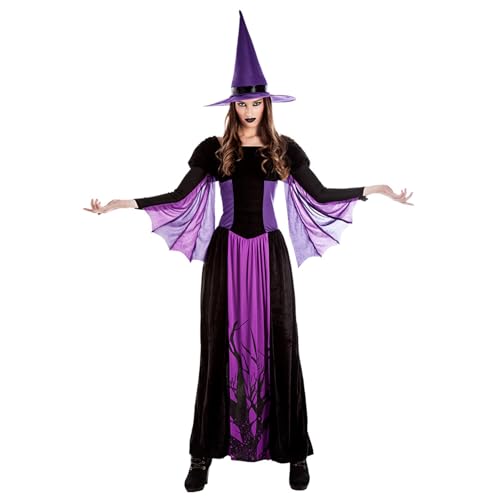 Boland - Disfraz de bruja de la luz de la luna para mujer, conjunto de disfraz de bruja con sombrero y vestido para Halloween, Carnaval y fiestas temáticas, disfraz de cuento de hadas