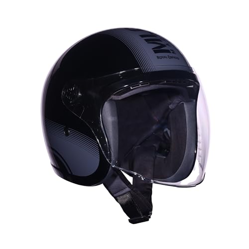 Image of ROYAL ENFIELD REDDITCH Open Face MLG 1901 | ISI Certified | Shell Construction: Built with High Impact Grade ABS | High-Strength EPS Liner | Micrometric Lock | UV-Resistant PU Paints Black XL