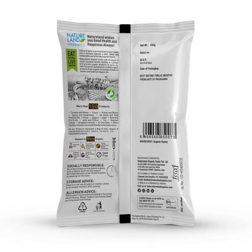 Image of Natureland Organics Pearl Barley 500 Gm (Pack of 5) - Organic Barley