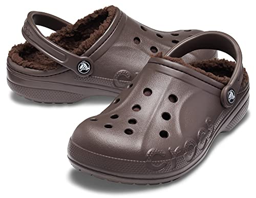 Image of Crocs Men's and Women's Baya Lined Clog | Fuzzy Slippers, Espresso /Espresso, 11 Women /9 Men