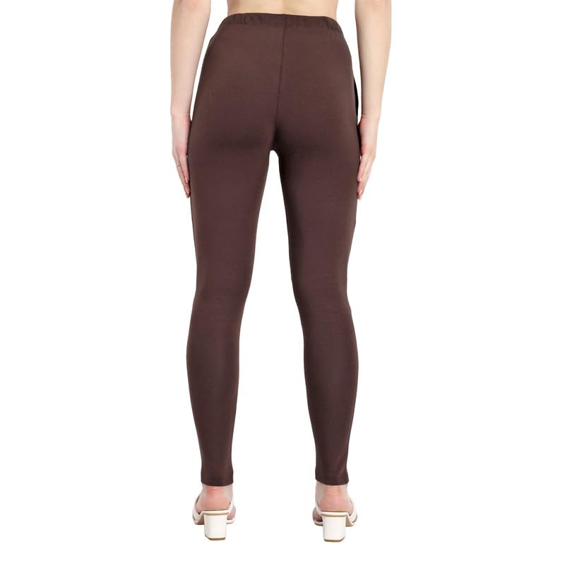 Image of ONE SKY Women Full Length Leggings | Cotton Modal Spandex Blend | High Waist Stretchable & Bio-Washed Fabric | Colour-Lock Technology | Comfortable Leggings for Women