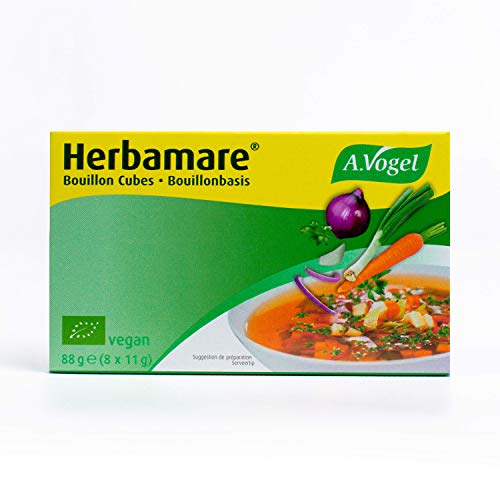 A.VOGEL - Herbamare - Cubes pour bouillon de légumes réconfortants - Concentré à base de sel marin et de légumes certifiés bio - Savoureux, vegan et sans gluten - 8 cubes