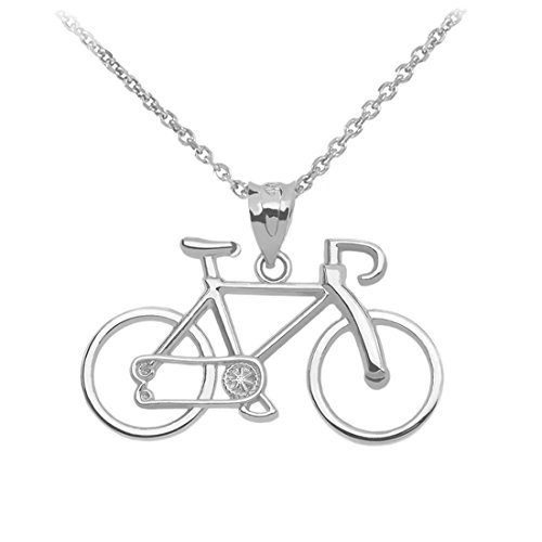 Bicycle Sports Charm Bike Pendant Necklace in 925 Sterling Silver,