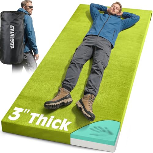 Memory Foam Camping Mattress, 3 Inch Sleeping Pad, Twin, Avocado...