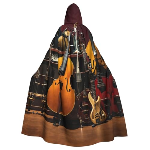 LIXLZH electric guitar Print Hooded Cloak Universal Adult Cape Witch Costume Halloween Costumes Carnival Cloak