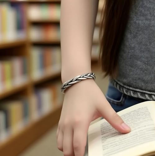 WEISHINA 999 Sterling Silver 26g Braided Cuff Bangle Bracelet - Hypoallergenic Jewelry for Men & Women4