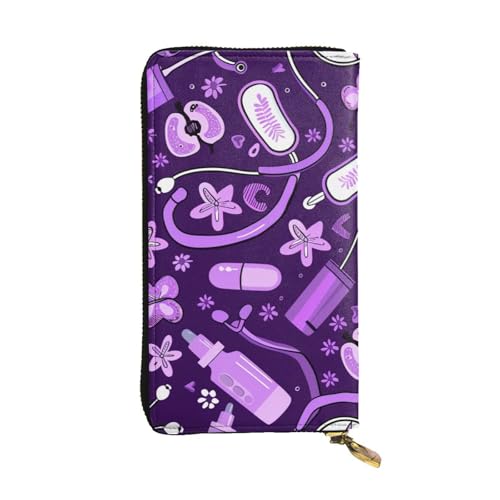 Portefeuille en cuir pour femme noir imprimé dessin animé zippé