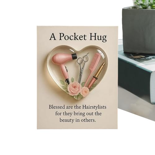Little Pocket Christmas Hug - 2D Acrylic Hairdresser Home Decor Pocket | for Women Barber Stylist Graduation Birthday Christmas Travel Luggage Appreciation Encouragement Gift Support Motivation