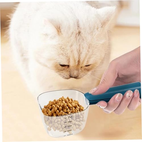 Hundefutter Messbecher mit Skala Genauige Haustierfutter Scoop mit Hundefuttertaschen Clips Multifunktional ABS CAT Food Löffel für Innenreisen im Freien Blau Messschaufel Hundefutter Scoop Katzenfut
