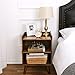 end table, 3-tier nightstand with open compartment, wooden accent side table for small spaces, stable and sturdy construction, rustic brown