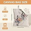 Artistic Canvas Tote Bags, Floral Music Notes Pattern Reusable Grocery Bags, Lightweight Washable Shoulder Strap Canvas Bags for Gym Outdoor Travel Beach Picnic 13x15 Inch #3