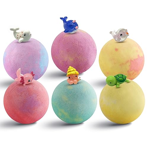 Juego de regalo de bombas de baño FOKUNCY para niños, 6 bombas de baño, con juguete sorpresa en el interior, regalos para mujeres, baño de espuma, bola de baño para cumpleaños, Navidad, San Valentín