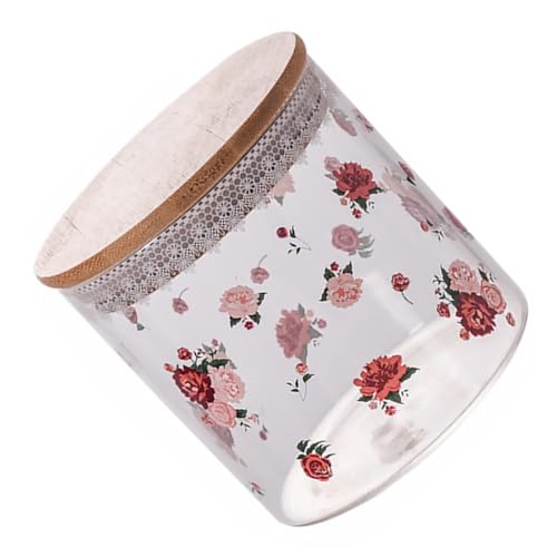 Mobestech ローズ柄密閉キャニスター 保存に便利なコーヒー豆 乾燥果実用ジャー 耐湿性高く鮮保持 キッチン多用途収納容器