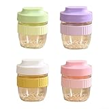 Taza de frutas reutilizable con tapa para desayuno, preparación de comidas, recipiente hermético de plástico con cuchara portátil para capas de batidos de yogur (rosa)