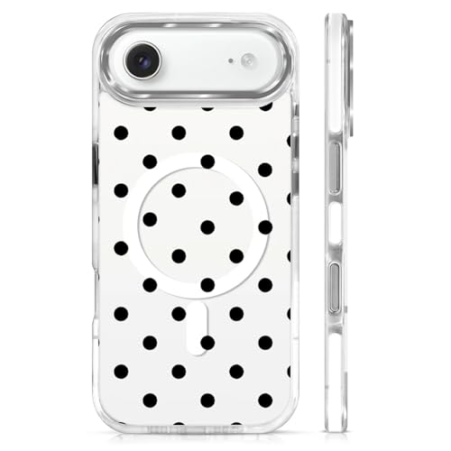 Coque iPhone 17 Air rigide transparente motif pois noirs design mignon