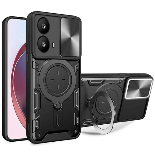 Image of SPAZY CASE Samsung Galaxy M06 5G / F06 5G Back Case | Hybrid Case with 360 Degree Rotating Finger Ring Holder + Slider Shutter Camera Protection Case for Samsung Galaxy M06 5G / F06 5G - Black